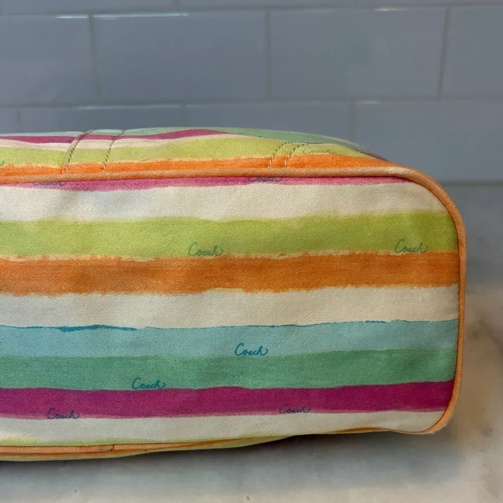 Coach Bag Purse Handbag Y2K Hampton Pastels Watercolor Stripe Hobo Shoulder Bag